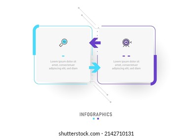 Vector Infographic label design template with icons and 2 options or steps. Can be used for process diagram, presentations, workflow layout, banner, flow chart, info graph.