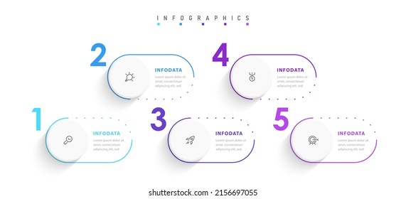 Vector Infographic label design template with icons and 5 options or steps. Can be used for process diagram, presentations, workflow layout, banner, flow chart, info graph.