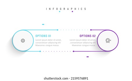 Vector Infographic label design template with icons and 2 options or steps. Can be used for process diagram, presentations, workflow layout, banner, flow chart, info graph.
