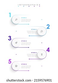 Vector Infographic label design template with icons and 5 options or steps. Can be used for process diagram, presentations, workflow layout, banner, flow chart, info graph.