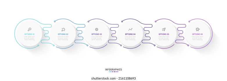 Vector Infographic label design template with icons and 6 options or steps. Can be used for process diagram, presentations, workflow layout, banner, flow chart, info graph.