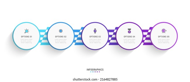 Vector Infographic label design template with icons and 5 options or steps. Can be used for process diagram, presentations, workflow layout, banner, flow chart, info graph.