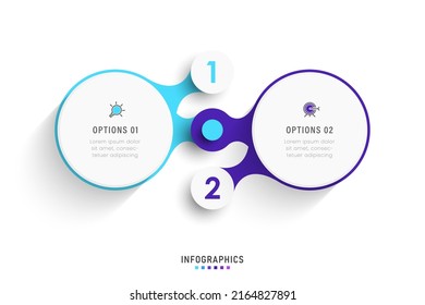 Vector Infographic label design template with icons and 2 options or steps. Can be used for process diagram, presentations, workflow layout, banner, flow chart, info graph.