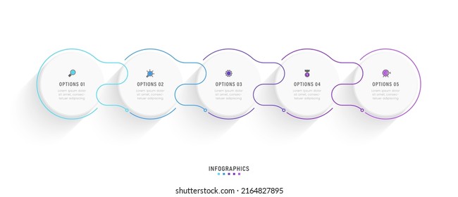 Vector Infographic label design template with icons and 5 options or steps. Can be used for process diagram, presentations, workflow layout, banner, flow chart, info graph.