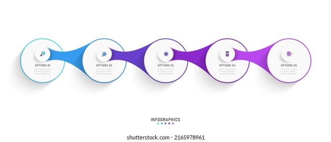 Vector Infographic label design template with icons and 5 options or steps. Can be used for process diagram, presentations, workflow layout, banner, flow chart, info graph.