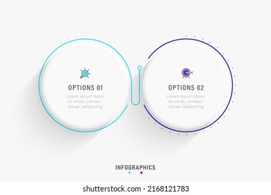 Vector Infographic label design template with icons and 2 options or steps. Can be used for process diagram, presentations, workflow layout, banner, flow chart, info graph.