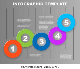 Plantilla de diseño de etiquetas de vectores Infográficos con iconos y 5 opciones o pasos. Se puede utilizar para el diagrama de procesos, presentaciones, diseño de flujo de trabajo, banner, diagrama de flujo, gráfico de información.
