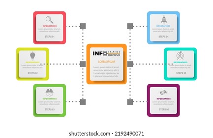 vector infographic label design template with 6 option or steps.