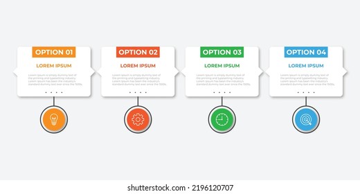 Vector Infographic label design template with icons and 4 options or steps. Can be used for process diagram, presentations, workflow layout, banner, flow chart, info graph.