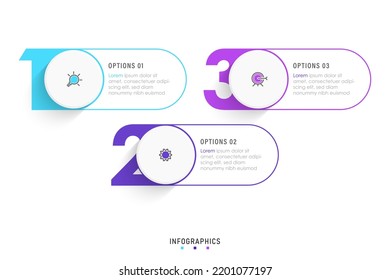 Vector Infographic label design template with icons and 3 options or steps. Can be used for process diagram, presentations, workflow layout, banner, flow chart, info graph.