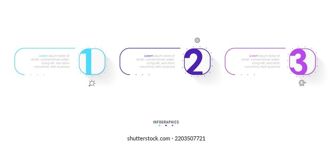Plantilla de diseño de etiquetas de vectores Infografía con iconos y 3 opciones o pasos. Se puede utilizar para el diagrama de procesos, presentaciones, diseño de flujo de trabajo, banner, diagrama de flujo, gráfico de información.