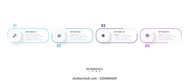 Vector Infographic Label Design Template With Icons And 4 Options Or Steps. Can Be Used For Process Diagram, Presentations, Workflow Layout, Banner, Flow Chart, Info Graph.