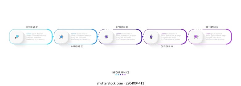 Vector Infographic label design template with icons and 5 options or steps. Can be used for process diagram, presentations, workflow layout, banner, flow chart, info graph.