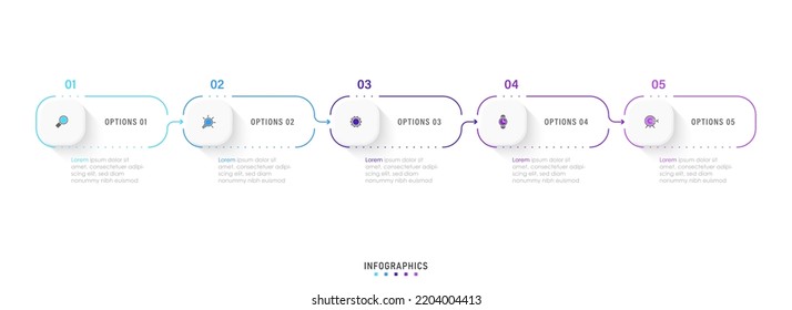 Vector Infographic label design template with icons and 5 options or steps. Can be used for process diagram, presentations, workflow layout, banner, flow chart, info graph.