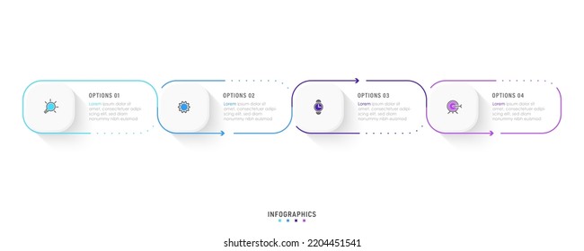 Vector Infographic label design template with icons and 4 options or steps. Can be used for process diagram, presentations, workflow layout, banner, flow chart, info graph.