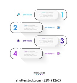 Vector Infographic Label Design Template With Icons And 4 Options Or Steps. Can Be Used For Process Diagram, Presentations, Workflow Layout, Banner, Flow Chart, Info Graph.