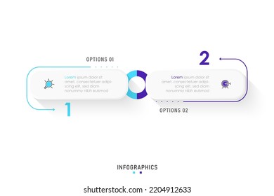 Vector Infographic label design template with icons and 2 options or steps. Can be used for process diagram, presentations, workflow layout, banner, flow chart, info graph.