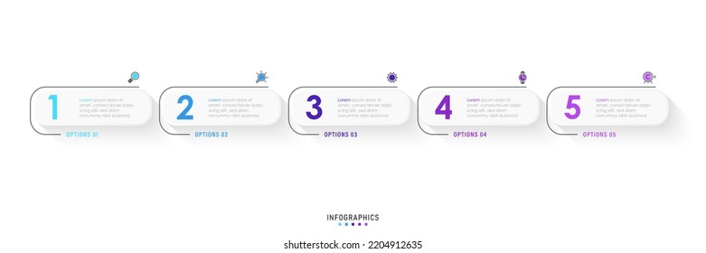 Vector Infographic label design template with icons and 5 options or steps. Can be used for process diagram, presentations, workflow layout, banner, flow chart, info graph.