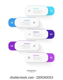 Vector Infographic label design template with icons and 5 options or steps. Can be used for process diagram, presentations, workflow layout, banner, flow chart, info graph.