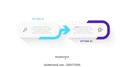 Vector Infographic label design template with icons and 2 options or steps. Can be used for process diagram, presentations, workflow layout, banner, flow chart, info graph.