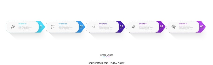 Vector Infographic label design template with icons and 5 options or steps. Can be used for process diagram, presentations, workflow layout, banner, flow chart, info graph.