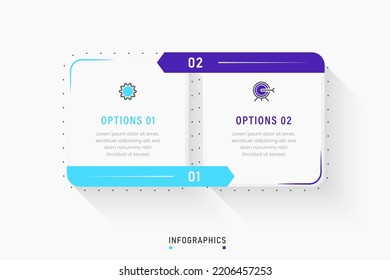 Vector Infographic label design template with icons and 2 options or steps. Can be used for process diagram, presentations, workflow layout, banner, flow chart, info graph.