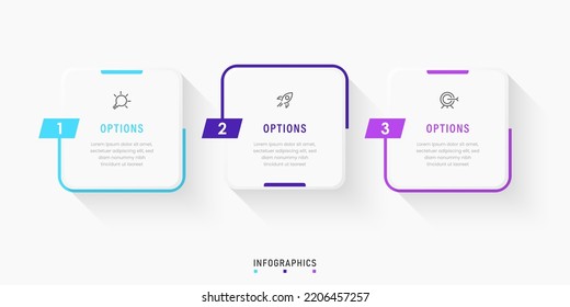 Vector Infographic label design template with icons and 3 options or steps. Can be used for process diagram, presentations, workflow layout, banner, flow chart, info graph.