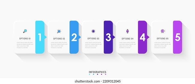 Vector Infographic label design template with icons and 5 options or steps. Can be used for process diagram, presentations, workflow layout, banner, flow chart, info graph.