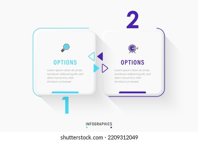 Vector Infographic label design template with icons and 2 options or steps. Can be used for process diagram, presentations, workflow layout, banner, flow chart, info graph.