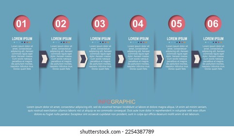 plantilla de diseño de etiquetas infográficas vectoriales con iconos y 6 opciones o pasos. puede utilizarse para diagramas de procesos, presentaciones, diseños de flujos de trabajo, banners, diagramas de flujo y gráficos de datos.