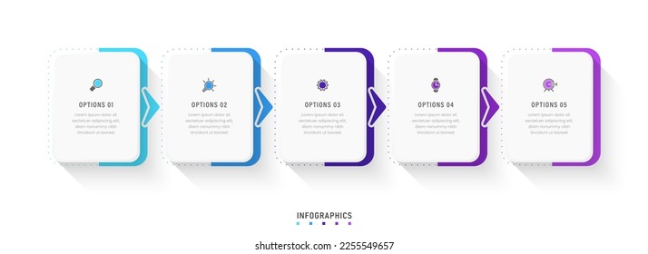 Vector Infographic label design template with icons and 5 options or steps. Can be used for process diagram, presentations, workflow layout, banner, flow chart, info graph.