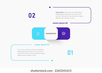 Plantilla de diseño de etiquetas de vectores Infografía con iconos y 2 opciones o pasos. Se puede utilizar para el diagrama de procesos, presentaciones, diseño de flujo de trabajo, banner, diagrama de flujo, gráfico de información.