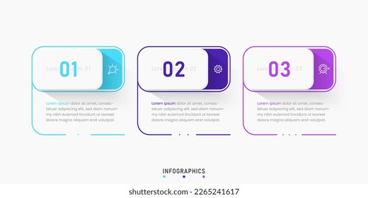 Plantilla de diseño de etiquetas de vectores Infografía con iconos y 3 opciones o pasos. Se puede utilizar para el diagrama de procesos, presentaciones, diseño de flujo de trabajo, banner, diagrama de flujo, gráfico de información.