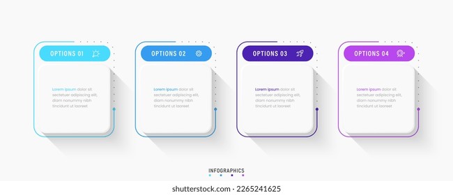Vector Infographic label design template with icons and 4 options or steps. Can be used for process diagram, presentations, workflow layout, banner, flow chart, info graph. - Shutterstock ID 2265241625