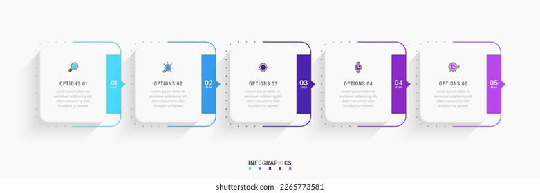 Vector Infographic label design template with icons and 5 options or steps. Can be used for process diagram, presentations, workflow layout, banner, flow chart, info graph.