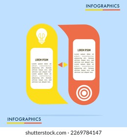 Plantilla de diseño de etiquetas de vectores Infografía con icono y 2 opciones o pasos. Se puede utilizar para diagramas de procesos, presentaciones, diseños de flujo de trabajo, banners, diagramas de flujo, gráficos de información.