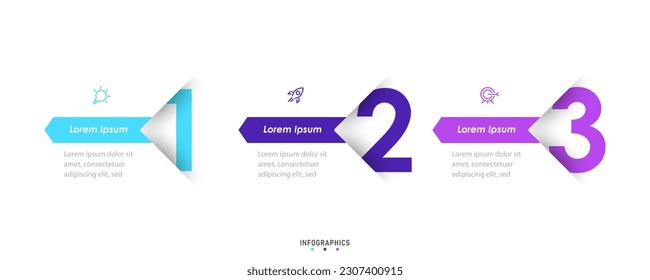 Vector Infographic label design template with icons and 3 options or steps. Can be used for process diagram, presentations, workflow layout, banner, flow chart, info graph.