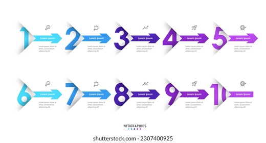 Vector Infographic label design template with icons and 10 options or steps. Can be used for process diagram, presentations, workflow layout, banner, flow chart, info graph.