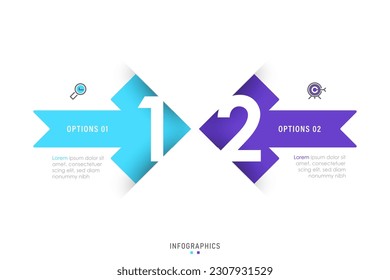 Vector Infographic label design template with icons and 2 options or steps. Can be used for process diagram, presentations, workflow layout, banner, flow chart, info graph.