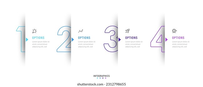 Vector Infographic label design template with icons and 4 options or steps. Can be used for process diagram, presentations, workflow layout, banner, flow chart, info graph.