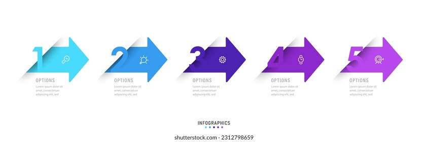 Vector Infographic label design template with icons and 5 options or steps. Can be used for process diagram, presentations, workflow layout, banner, flow chart, info graph.