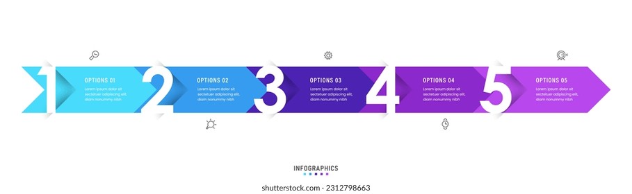 Vector Infographic label design template with icons and 5 options or steps. Can be used for process diagram, presentations, workflow layout, banner, flow chart, info graph.