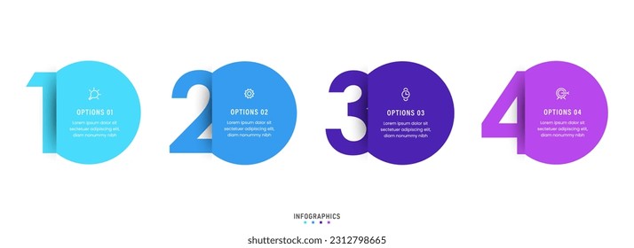 Vector Infographic label design template with icons and 4 options or steps. Can be used for process diagram, presentations, workflow layout, banner, flow chart, info graph.
