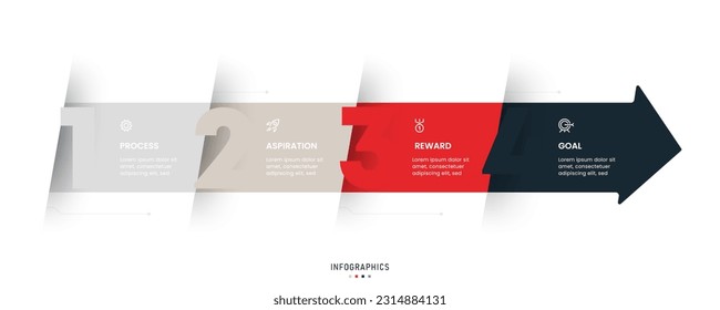 Plantilla de diseño de etiquetas de vectores Infográficos con iconos y 4 opciones o pasos. Se puede utilizar para el diagrama de procesos, presentaciones, diseño de flujo de trabajo, banner, diagrama de flujo, gráfico de información.