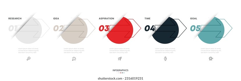 Vector Infographic label design template with icons and 5 options or steps. Can be used for process diagram, presentations, workflow layout, banner, flow chart, info graph.