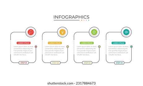 Plantilla de diseño de etiquetas de vectores Infográficos con iconos y 4 opciones o pasos.