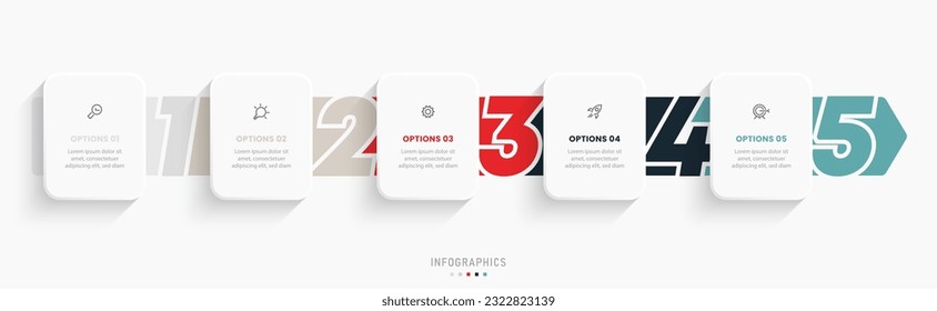 Vector Infographic label design template with icons and 5 options or steps. Can be used for process diagram, presentations, workflow layout, banner, flow chart, info graph.
