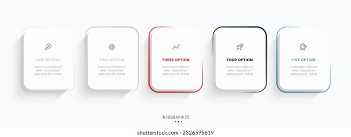 Vector Infographic label design template with icons and 5 options or steps. Can be used for process diagram, presentations, workflow layout, banner, flow chart, info graph.