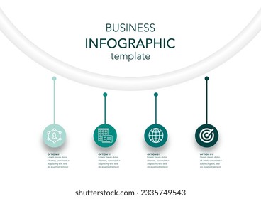 Plantilla de diseño de etiquetas de vectores Infográficos con iconos y 4 opciones o pasos. Se puede utilizar para el diagrama de procesos, presentaciones, diseño de flujo de trabajo, banner, diagrama de flujo, gráfico de información.
