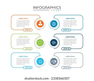 Plantilla de diseño de etiquetas de vectores Infografía con iconos y 6 opciones o pasos.